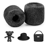 Uiopa 2 Piezas Hilo Metálico para Crochet, 2mm x 120m Hilo Negro Brillante Crochet Yarn para Bolsas, Cestas, Sombreros, Amigurumi, Decoración del Hogar, Manualidades