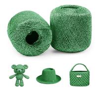 Uiopa 2 Piezas Hilo Metálico para Crochet, 2mm x 120m Hilo Verde Brillante Crochet Yarn para Bolsas, Cestas, Sombreros, Amigurumi, Decoración del Hogar, Manualidades