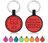 Uiopa 2pzs Chapa Perro Grabada, Silicona Ronda Chapas para Perros Personalizadas, Silenciosa Placa Identificativa Perro Etiquetas de Identificación para Collar Cachorro Gato (Rojo)