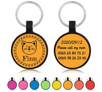 Uiopa 2pzs Chapa Perro Grabada, Silicona Ronda Chapas para Perros Personalizadas, Silenciosa Placa Identificativa Perro Etiquetas de Identificación para Collar Cachorro Gato (Dorado)