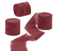 Uiopa 3 Rollos Cinta de Gasa, 4cm x 15m Cinta Regalo con Flecos, Cinta Rosa Aguamarina Decorativa de Tela para Envolver Regalos, Invitaciones de Boda, Ramo de Flores, Manualidades