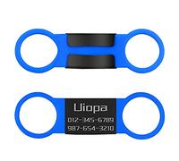Uiopa Chapa Perro Grabada, 2Pzs Etiquetas de Identificación de Mascotas Personalizadas Acero Inoxidable de Placa Chapas para Perros Gatos Mascota Collar, Grabada Nombre Número de Teléfono (Azul, L)