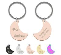 Uiopa Chapa Perro Grabada, Placa Identificativa Perro de Acero Inoxidable Para Perros y Gatos, Chapas Para Perros Personalizadas Forma de Luna in 2 Tamaños y 5 Colores