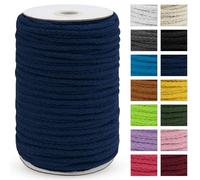 Uiopa Cuerda de macramé de 5 mmx90 m, cuerda de macramé gruesa de 8 hebras, cuerda de algodón trenzada, cuerda de macramé azul marino para colgar plantas, jardín, proyectos de bricolaje