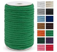 Uiopa Cuerda de macramé de 5 mmx90 m, cuerda de macramé gruesa de 8 hebras, cuerda de algodón trenzada, cuerda de macramé verde hierba para colgar plantas, jardín, proyectos de bricolaje
