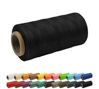 Uiopa Hilo encerado de 1 mm, 260 m, hilo de coser de cuero 150D, cordón encerado plano para manualidades de cuero, encuadernación, reparación de zapatos, cordón negro