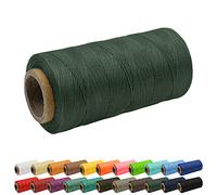 Uiopa Hilo encerado de 1 mm, 260 m, hilo de coser de cuero 150D, cordón encerado plano para manualidades de cuero, encuadernación, reparación de zapatos, cordón verde oscuro