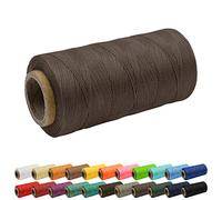 Uiopa Hilo encerado de 1 mm, 260 m, hilo de coser de cuero 150D, cordón encerado plano para manualidades de cuero, encuadernación, reparación de zapatos, cordón de café