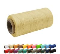 Uiopa Hilo encerado de 1 mm, hilo de coser de cuero 150D de 260 m, cordón encerado plano para costura a mano para manualidades de cuero, encuadernación, reparación de zapatos, cordón beige