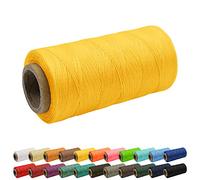 Uiopa Hilo encerado de 1 mm, hilo de coser de cuero 150D de 260 m, cordón encerado plano para costura a mano para manualidades de cuero, encuadernación, reparación de zapatos, cordón amarillo