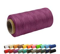 Uiopa Hilo encerado de 1 mm, hilo de coser de cuero 150D de 260 m, cordón encerado plano para costura a mano para manualidades de cuero, encuadernación, reparación de zapatos, cordón morado
