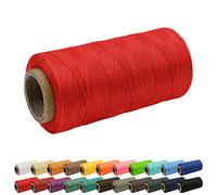 Uiopa Hilo encerado de 1 mm, hilo de coser de cuero plano 150D de 260 m, hilo de coser a mano, cordón encerado para manualidades de cuero, encuadernación, reparación de zapatos, cordón rojo