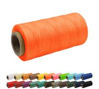 Uiopa Hilo encerado de 1 mm, hilo de coser de cuero plano 150D de 260 m, hilo de coser a mano, cordón encerado para manualidades de cuero, reparación de zapatos, cordón naranja fluorescente