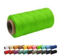 Uiopa Hilo encerado de 1 mm, hilo de coser de cuero plano 150D de 260 m, hilo de coser a mano, cordón encerado para manualidades de cuero, reparación de zapatos, cordón verde fluorescente