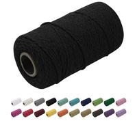 Uiopa Hilo Macrame 1.5mm x 100m, Cuerda Macrame Cuerda de Algodon Natural Cordel, Cuerda Manualidades para DIY Macrame Pared, Cortina, Colgar Plantas, Decoracion Dormitorio (Negro)