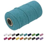 Uiopa Hilo Macrame 1.5mm x 100m, Cuerda Macrame Cuerda de Algodon Natural Cordel, Cuerda Manualidades para DIY Macrame Pared, Cortina, Colgar Plantas, Decoracion Dormitorio (Azul Verde)
