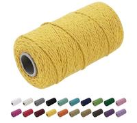 Uiopa Hilo Macrame 1.5mm x 100m, Cuerda Macrame Cuerda de Algodon Natural Cordel, Cuerda Manualidades para DIY Macrame Pared, Cortina, Colgar Plantas, Decoracion Dormitorio (Amarillo)
