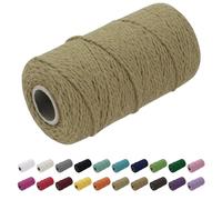 Uiopa Hilo Macrame 1.5mm x 100m, Cuerda Macrame Cuerda de Algodon Natural Cordel, Cuerda Manualidades para DIY Macrame Pared, Cortina, Colgar Plantas, Decoracion Dormitorio (Amarillo café)