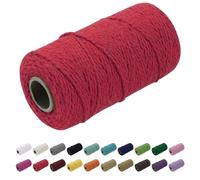 Uiopa Hilo Macrame 1.5mm x 100m, Cuerda Macrame Cuerda de Algodon Natural Cordel, Cuerda Manualidades para DIY Macrame Pared, Cortina, Colgar Plantas, Decoracion Dormitorio (Rojo)