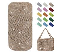 Uiopa Hilo Macrame 1,5mm x 280m, 200g Hilo Brillante para Tejer a Crochet, Lana Crochet de Algodon Cuerda Macrame para Bolsos, Cestas, Decoración, Manualidades