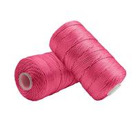 Uiopa Hilo Macrame 1,5mm x 400m, Cuerda Macrame de Nylon para Ganchillo, Banda de Macramé Rosa Roja para Bolsos a Crochet, Bricolaje, Decoración, Manualidades