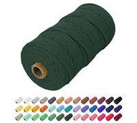 Uiopa Hilo Macrame 2mm x 200m, Cuerda Macrame Cuerda de Algodon Natural Cordel, Cuerda Manualidades para DIY Macrame Pared, Cortina, Colgar Plantas, Decoracion Dormitorio (Verde Oscuro)
