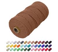 Uiopa Hilo Macrame 2mm x 200m, Cuerda Macrame Cuerda de Algodon Natural Cordel, Cuerda Manualidades para DIY Macrame Pared, Cortina, Colgar Plantas, Decoracion Dormitorio (Caramelo)
