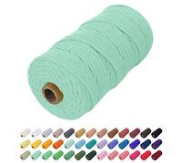 Uiopa Hilo Macrame 2mm x 200m, Cuerda Macrame Cuerda de Algodon Natural Cordel, Cuerda Manualidades para DIY Macrame Pared, Cortina, Colgar Plantas, Decoracion Dormitorio (Menta Verde)