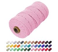 Uiopa Hilo Macrame 2mm x 200m, Cuerda Macrame Cuerda de Algodon Natural Cordel, Cuerda Manualidades para DIY Macrame Pared, Cortina, Colgar Plantas, Decoracion Dormitorio (Rosado)
