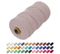 Uiopa Hilo Macrame 2mm x 200m, Cuerda Macrame Cuerda de Algodon Natural Cordel, Cuerda Manualidades para DIY Macrame Pared, Cortina, Colgar Plantas, Decoracion Dormitorio (Gris cáñamo)
