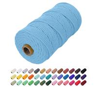 Uiopa Hilo Macrame 2mm x 200m, Cuerda Macrame Cuerda de Algodon Natural Cordel, Cuerda Manualidades para DIY Macrame Pared, Cortina, Colgar Plantas, Decoracion Dormitorio (Cielo azul)