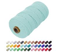 Uiopa Hilo Macrame 2mm x 200m, Cuerda Macrame Cuerda de Algodon Natural Cordel, Cuerda Manualidades para DIY Macrame Pared, Cortina, Colgar Plantas, Decoracion Dormitorio (Azul claro)