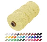 Uiopa Hilo Macrame 2mm x 200m, Cuerda Macrame Cuerda de Algodon Natural Cordel, Cuerda Manualidades para DIY Macrame Pared, Cortina, Colgar Plantas, Decoracion Dormitorio (Amarillo claro)