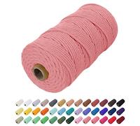 Uiopa Hilo Macrame 2mm x 200m, Cuerda Macrame Cuerda de Algodon Natural Cordel, Cuerda Manualidades para DIY Macrame Pared, Cortina, Colgar Plantas, Decoracion Dormitorio (Rosa carne)
