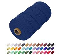 Uiopa Hilo Macrame 2mm x 200m, Cuerda Macrame de Algodon Natural Cordel, Cuerda Manualidades para DIY, Cortina, Colgar Plantas, Decoracion Dormitorio (Azul oscuro)