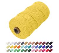 Uiopa Hilo Macrame 2mm x 200m, Cuerda Macrame de Algodon Natural Cordel, Cuerda Manualidades para DIY, Cortina, Colgar Plantas, Decoracion Dormitorio (Amarillo)