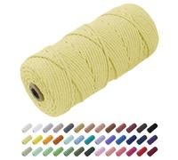 Uiopa Hilo Macrame 3mm x 100m, Cuerda Macrame de Algodon Natural Cordel, Cuerda Manualidades para DIY, Cortina, Colgar Plantas, Decoracion Dormitorio (Amarillo claro)