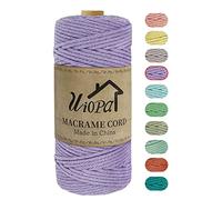 Uiopa Hilo Macrame 3mm x 100m, Cuerda Macrame Natural Algodon Suave, Macramé Cuerda de Colores para DIY Manualidades, Colgador de Plantas, Cortinas, Decoración Paredes de Navidad (Violeta claro)