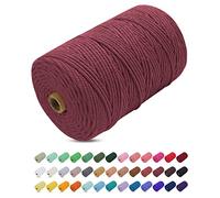 Uiopa Hilo Macrame 3mm x 200m, Cuerda Macrame de Algodon Natural Cordel, Cuerda Manualidades para DIY, Cortina, Colgar Plantas, Decoracion Dormitorio (Rojo óxido)