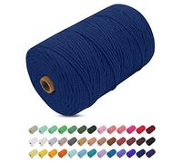 Uiopa Hilo Macrame 3mm x 200m, Cuerda Macrame de Algodon Natural Cordel, Cuerda Manualidades para DIY, Cortina, Colgar Plantas, Decoracion Dormitorio (Azul oscuro)