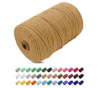 Uiopa Hilo Macrame 3mm x 200m, Cuerda Macrame de Algodon Natural Cordel, Cuerda Manualidades para DIY, Cortina, Colgar Plantas, Decoracion Dormitorio (Café)
