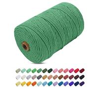 Uiopa Hilo Macrame 3mm x 200m, Cuerda Macrame de Algodon Natural Cordel, Cuerda Manualidades para DIY, Cortina, Colgar Plantas, Decoracion Dormitorio (Verde)
