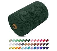Uiopa Hilo Macrame 3mm x 200m, Cuerda Macrame Gruesa Cuerda de Algodon Natural, Cordel Colores Hilo de Algodón para Manualidades, Macrame Pared, Cortinas, Colgar Plantas, Colgar Fotos (Verde Oscuro)
