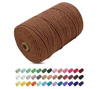 Uiopa Hilo Macrame 3mm x 200m, Cuerda Macrame Gruesa Cuerda de Algodon Natural, Cordel Colores Hilo de Algodón para Manualidades, Macrame Pared, Cortinas, Colgar Plantas, Colgar Fotos (Caramelo)