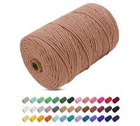 Uiopa Hilo Macrame 3mm x 200m, Cuerda Macrame Gruesa Cuerda de Algodon Natural, Cordel Colores Hilo de Algodón para Manualidades, Macrame Pared, Cortinas, Colgar Plantas, Colgar Fotos (Albaricoque)