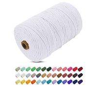 Uiopa Hilo Macrame 3mm x 200m, Cuerda Macrame Gruesa Cuerda de Algodon Natural, Cordel Colores Hilo de Algodón para Manualidades, Macrame Pared, Cortinas, Colgar Plantas, Colgar Fotos (Blanco)
