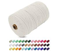 Uiopa Hilo Macrame 3mm x 200m, Cuerda Macrame Gruesa Cuerda de Algodon Natural, Cordel Colores Hilo de Algodón para Manualidades, Macrame Pared, Cortinas, Colgar Plantas, Colgar Fotos (Natural)