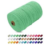 Uiopa Hilo Macrame 3mm x 200m, Cuerda Macrame Gruesa Cuerda de Algodon Natural, Cordel Colores Hilo de Algodón para Manualidades, Macrame Pared, Cortinas, Colgar Plantas, Colgar Fotos (Agua Verde)