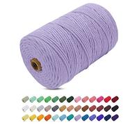 Uiopa Hilo Macrame 3mm x 200m, Cuerda Macrame Gruesa Cuerda de Algodon Natural, Cordel Colores Hilo de Algodón para Manualidades, Macrame Pared, Cortinas, Colgar Plantas, Colgar Fotos (Violeta)