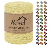 Uiopa Hilo Macrame 3mm x 300m Amarillo Claro Macrame Cuerda Algodon Natural de 4 Hilos Algodó Corde, Bricolaje Craft Cuerda para Macrame Pared Cortinas, Colgador de Plantas, Cesta Regalo, Atrapasueños